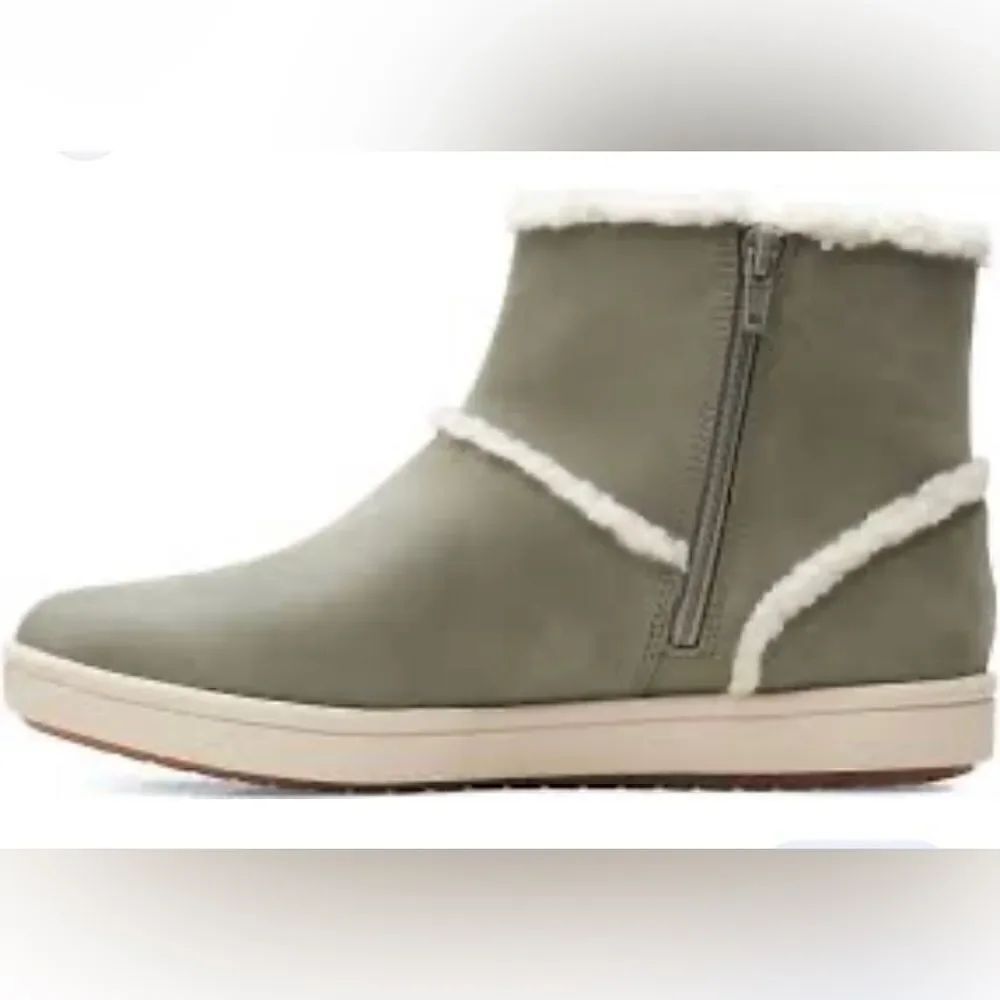 Coudsteppers by Clark’s Step Glow Rose Olive Faux Fur Ankle Boots NWT